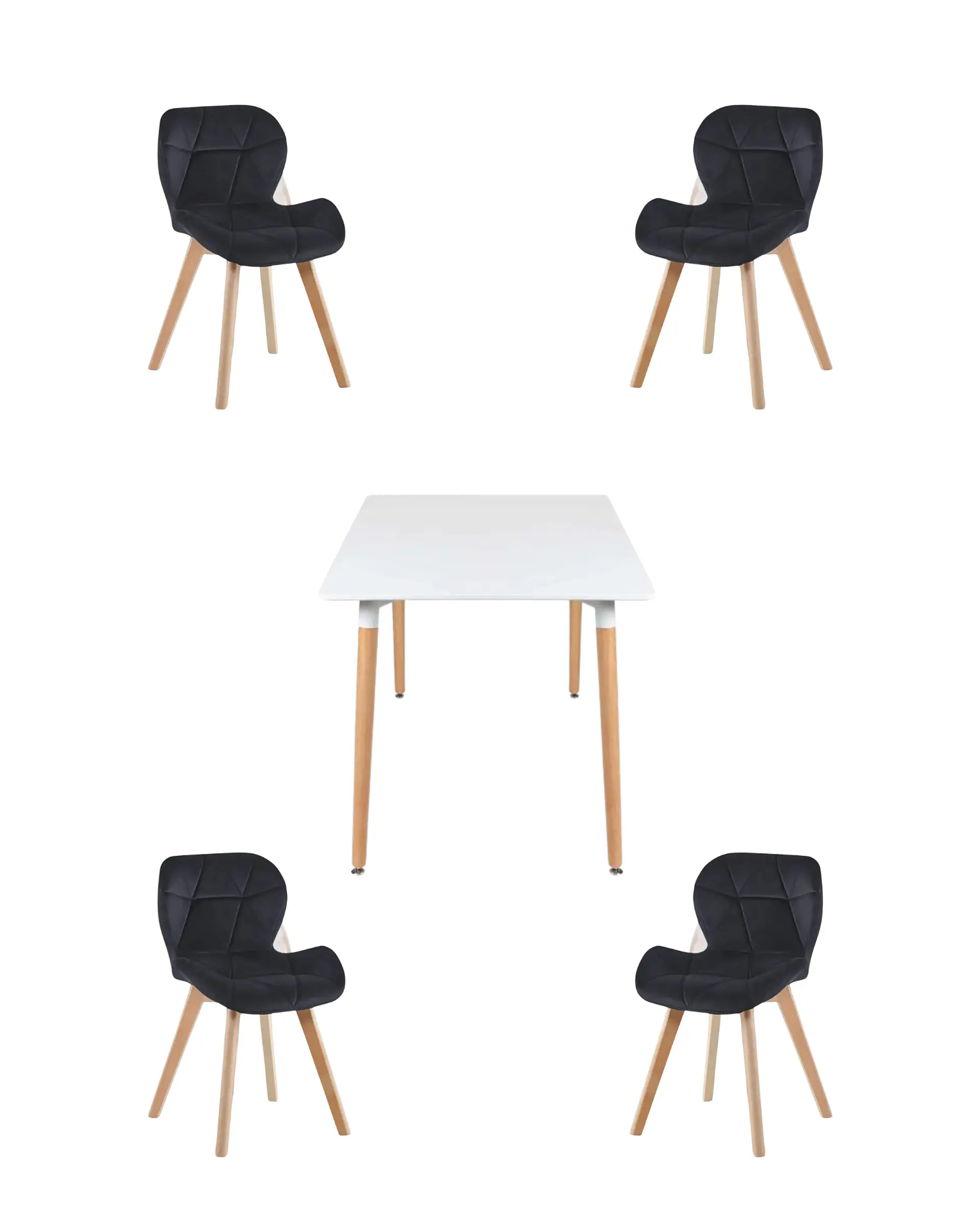 Comedor Cuadrado Melamina con Sillas Radar Velvet 6