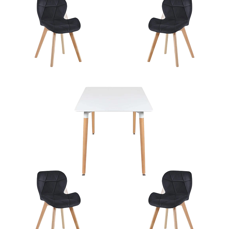 Comedor Mesa Cuadrada Melamina 80x80 cm + Sillas Radar Velvet 6