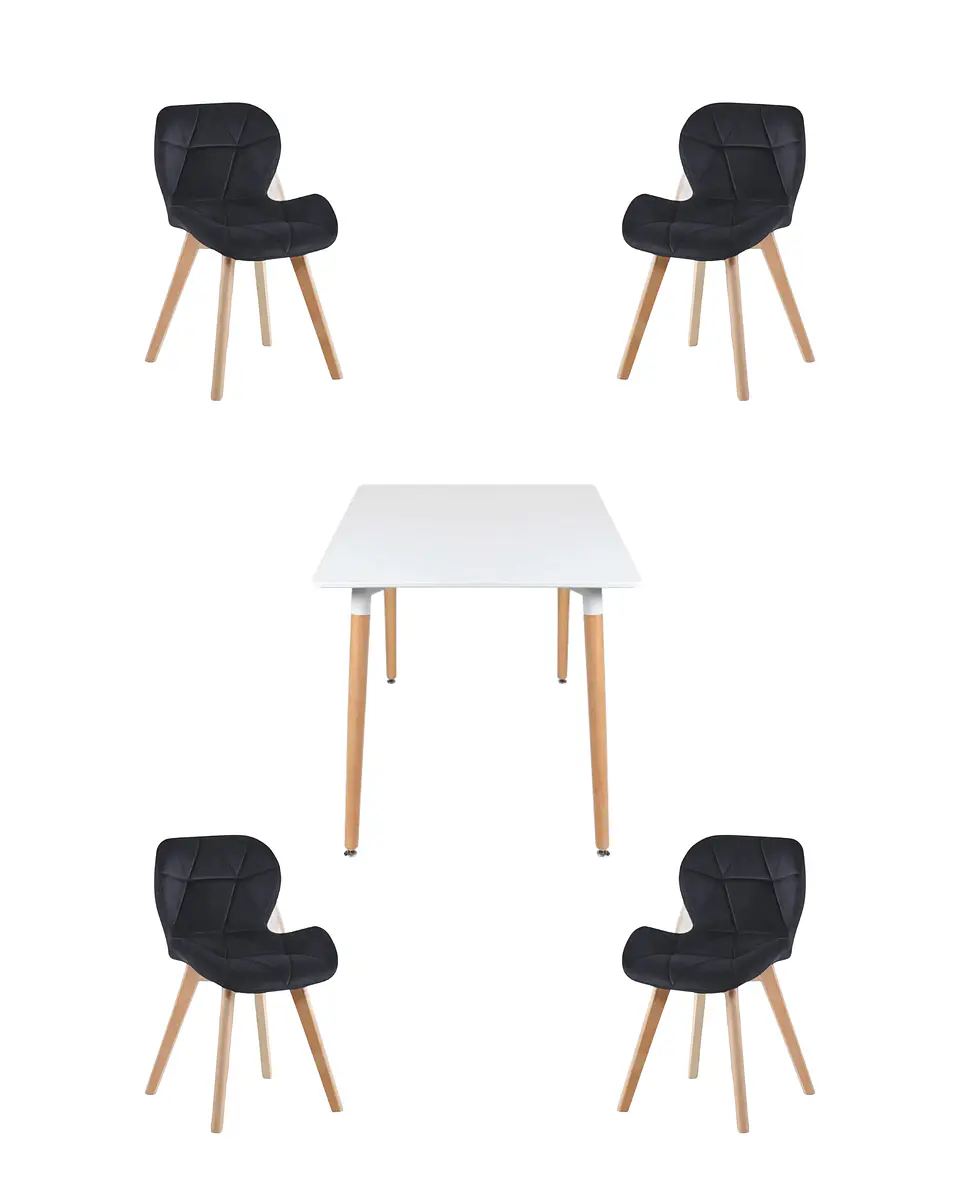 Comedor Cuadrado Melamina con Sillas Radar Velvet 6