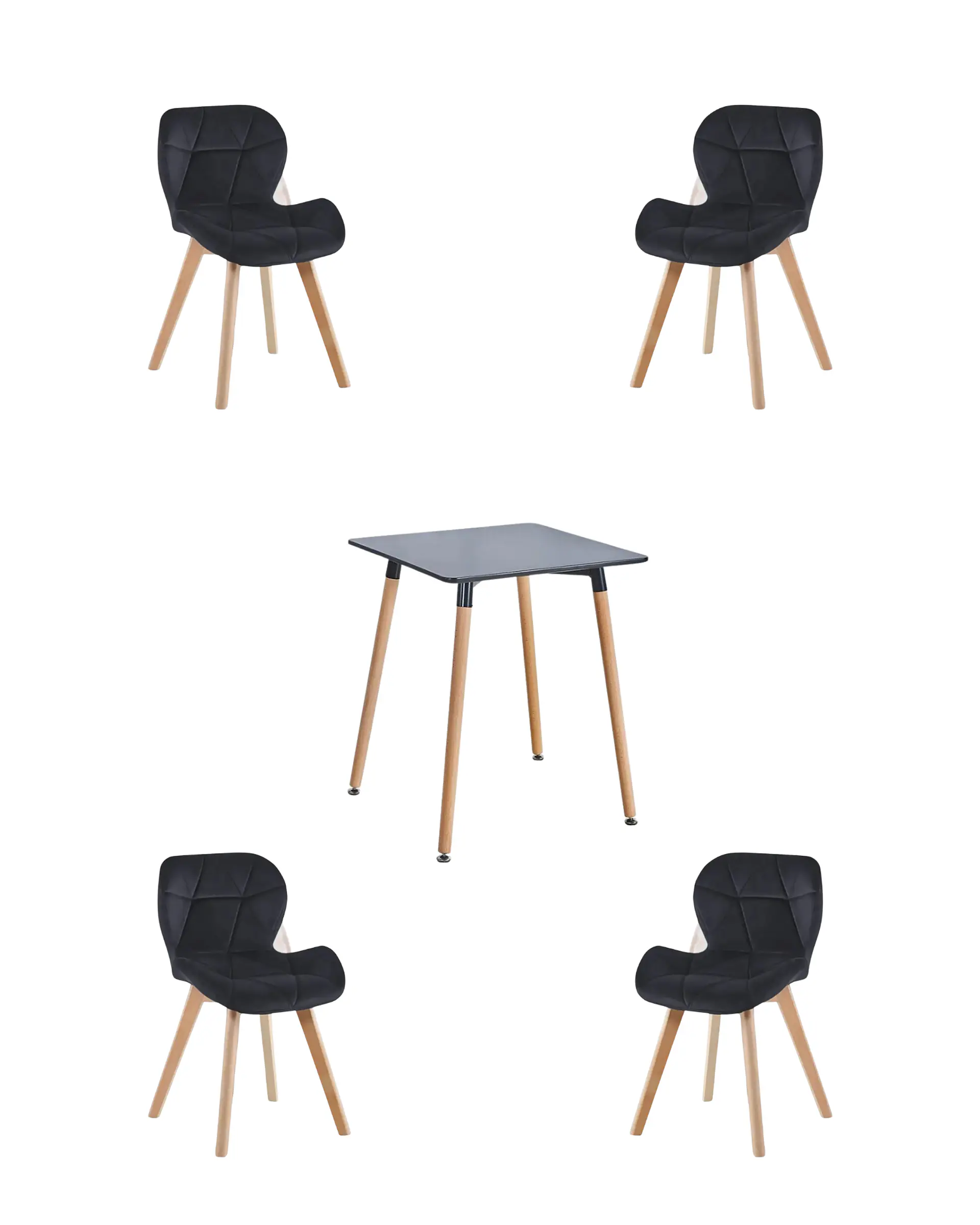 Comedor Cuadrado Melamina con Sillas Radar Velvet 9