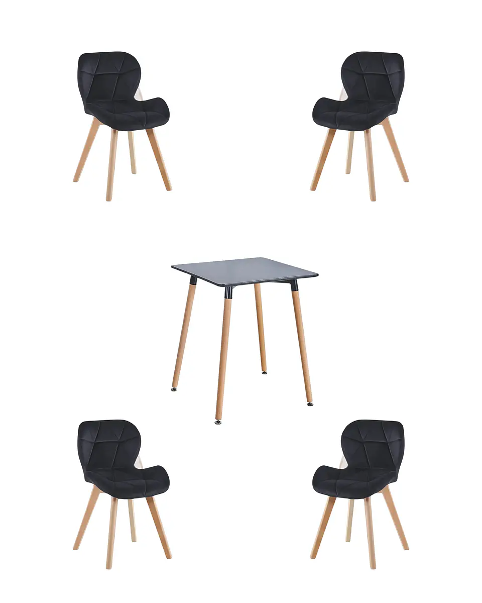 Comedor Cuadrado Melamina con Sillas Radar Velvet 9