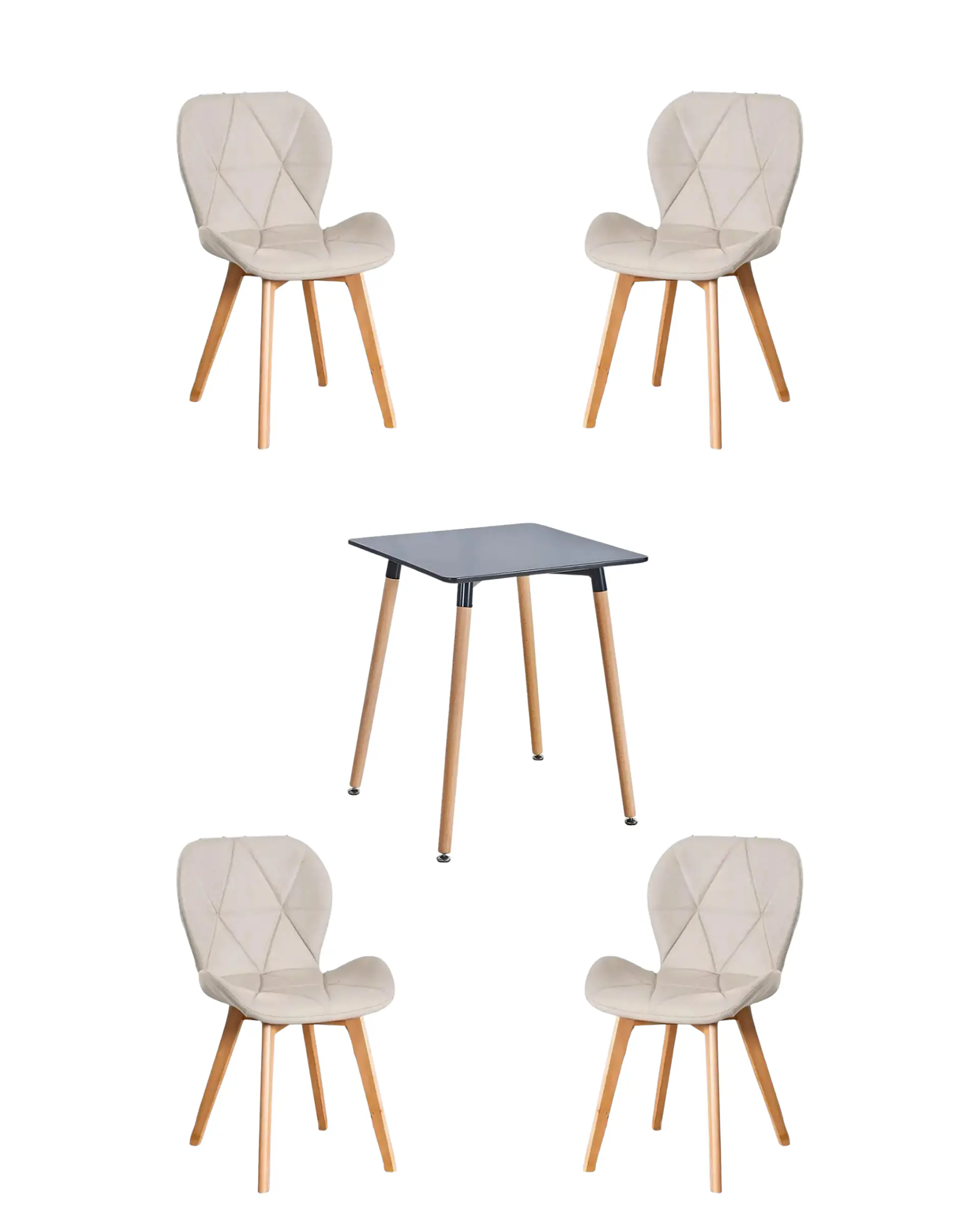 Comedor Cuadrado Melamina con Sillas Radar Velvet 11