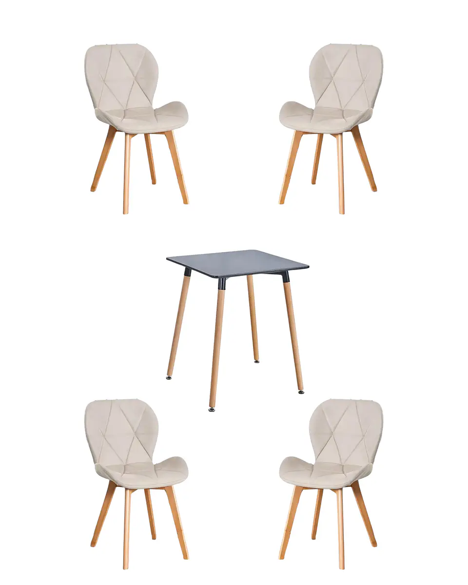 Comedor Cuadrado Melamina con Sillas Radar Velvet 11