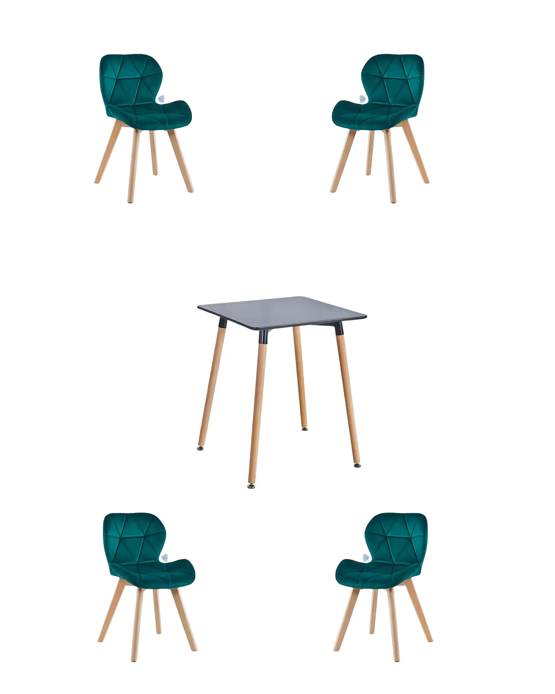 Comedor Cuadrado Melamina con Sillas Radar Velvet 12