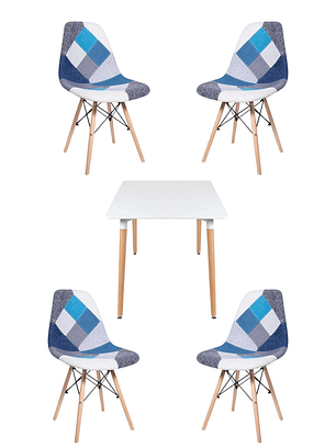 Comedor Mesa Cuadrada Melamina 80x80 cm + Sillas Patchwork