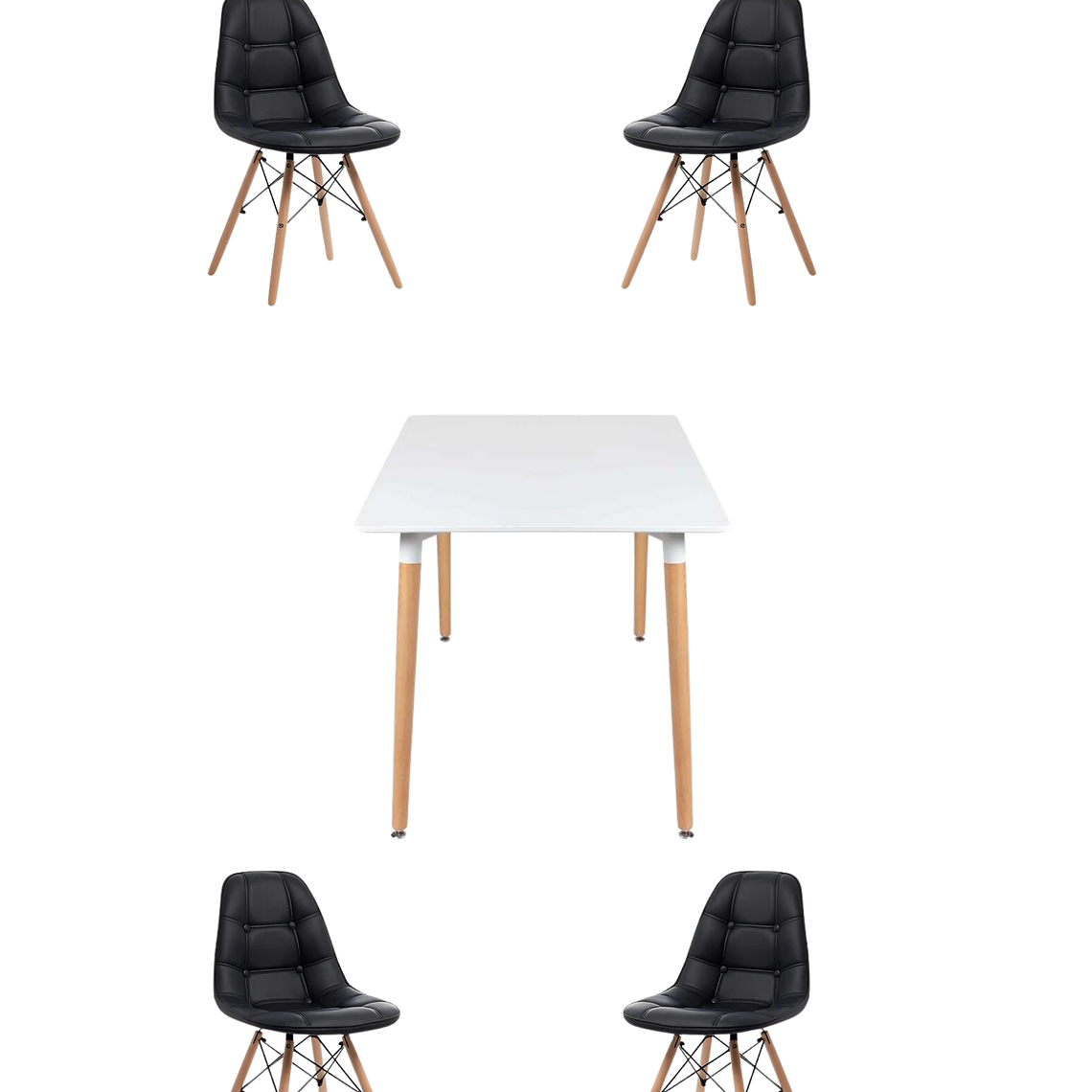 Comedor Mesa Cuadrada Melamina 80x80 cm + Sillas Buckle 6