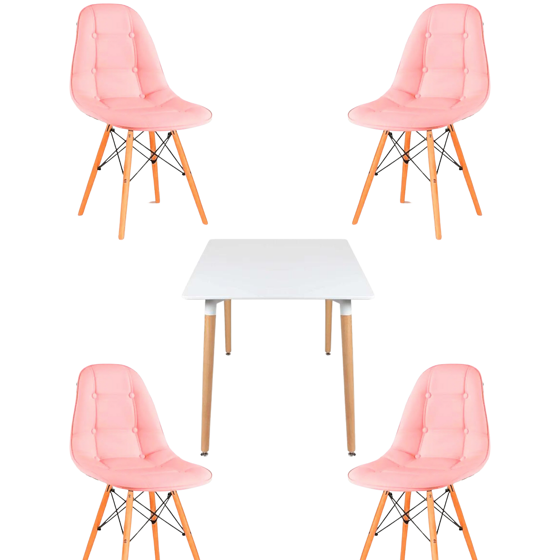 Comedor Mesa Cuadrada Melamina 80x80 cm + Sillas Buckle 7