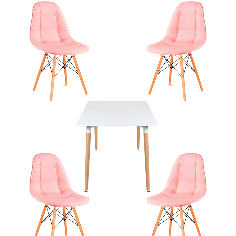 Comedor Mesa Cuadrada Melamina 80x80 cm + Sillas Buckle 7