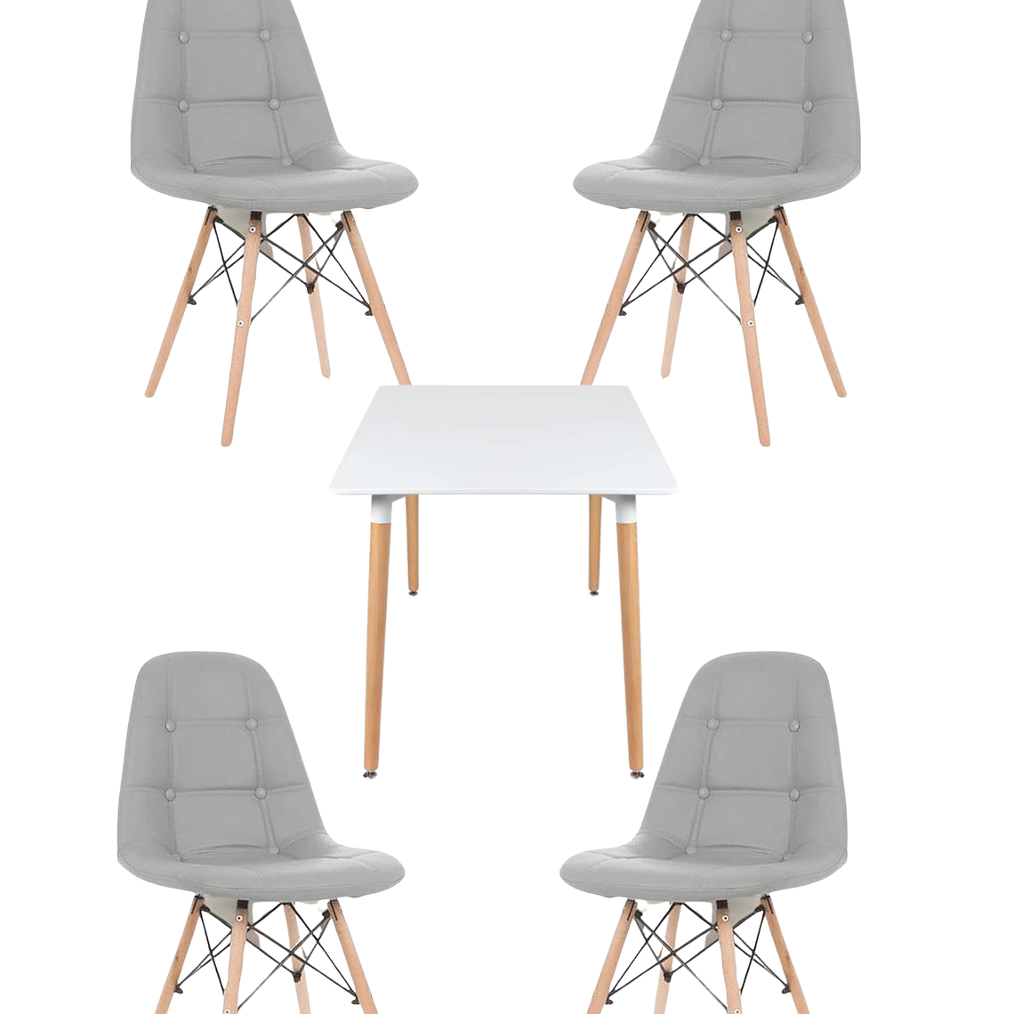 Comedor Mesa Cuadrada Melamina 80x80 cm + Sillas Buckle 8