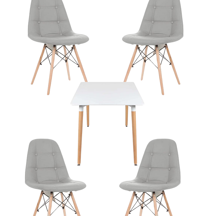 Comedor Mesa Cuadrada Melamina 80x80 cm + Sillas Buckle 8