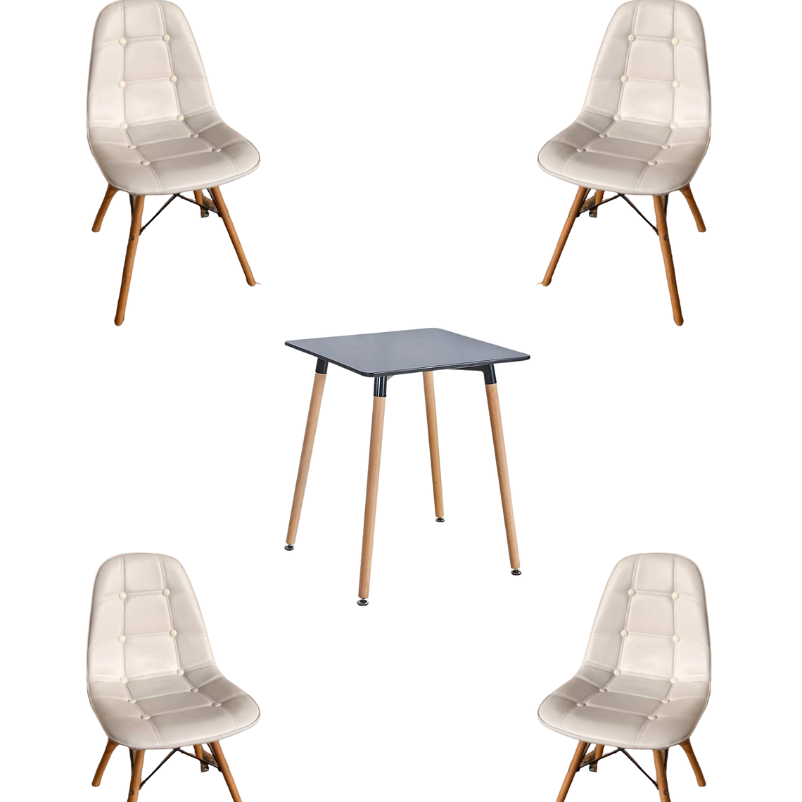 Comedor Mesa Cuadrada Melamina 80x80 cm + Sillas Buckle 9