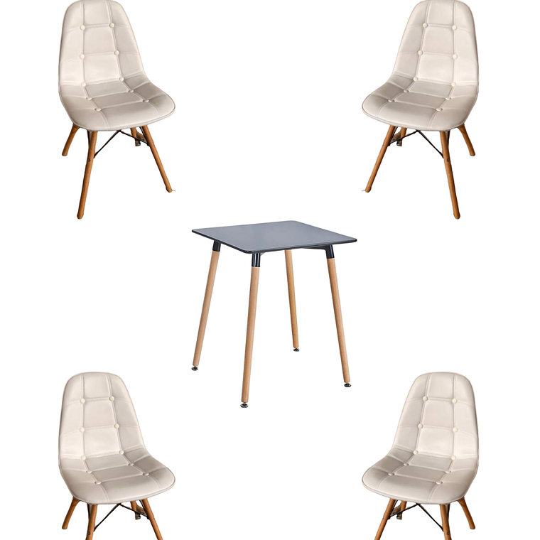 Comedor Mesa Cuadrada Melamina 80x80 cm + Sillas Buckle 9