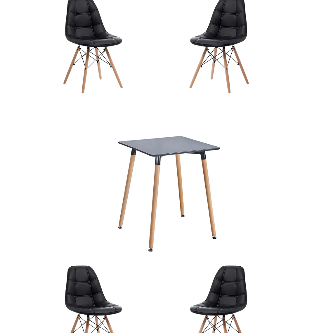 Comedor Mesa Cuadrada Melamina 80x80 cm + Sillas Buckle 10