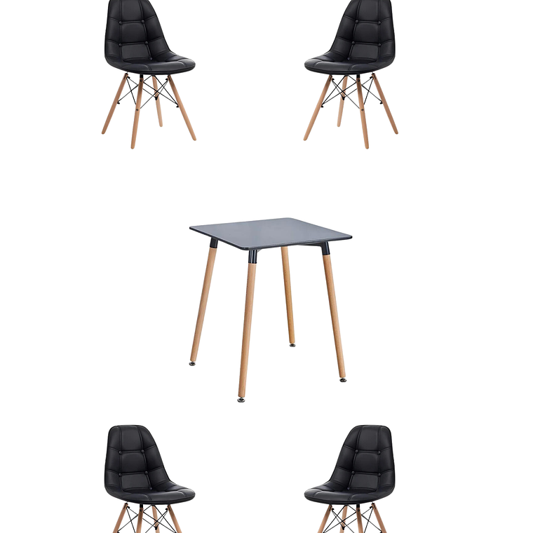 Comedor Mesa Cuadrada Melamina 80x80 cm + Sillas Buckle 10