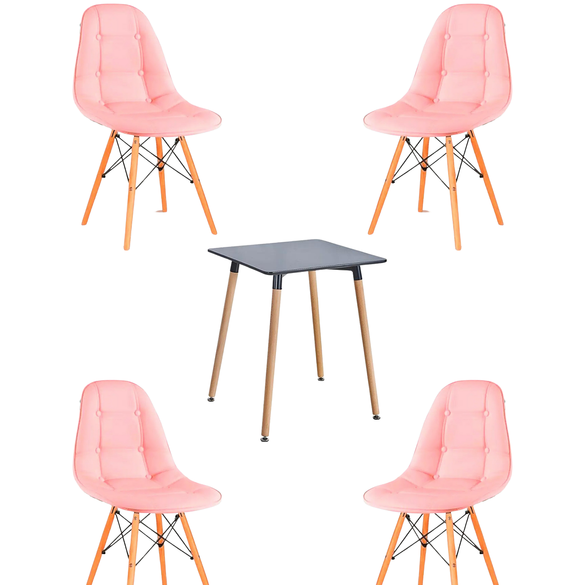 Comedor Mesa Cuadrada Melamina 80x80 cm + Sillas Buckle 11