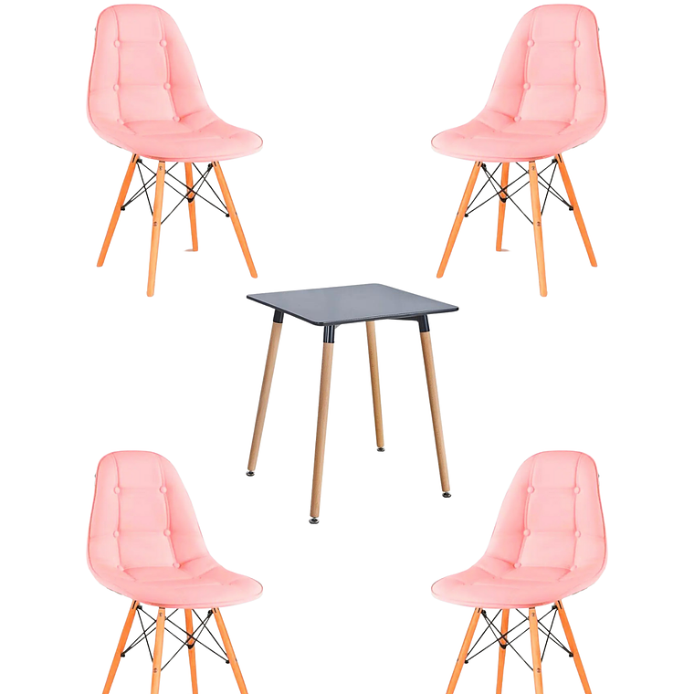 Comedor Mesa Cuadrada Melamina 80x80 cm + Sillas Buckle 11