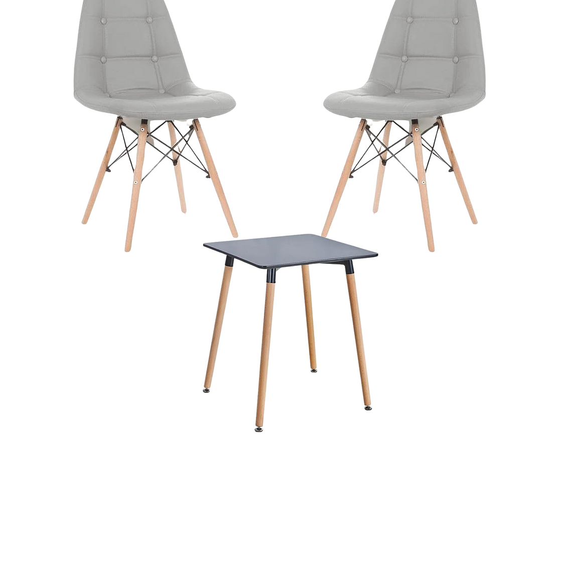 Comedor Mesa Cuadrada Melamina 80x80 cm + Sillas Buckle 12