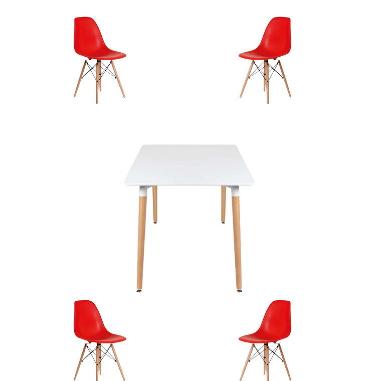 Comedor Mesa Cuadrada De Melamina 80x80 cm + Sillas Eames 12