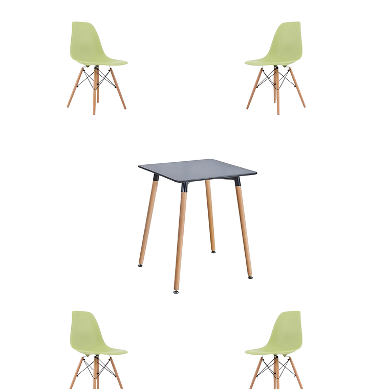 Comedor Mesa Cuadrada De Melamina 80x80 cm + Sillas Eames 19