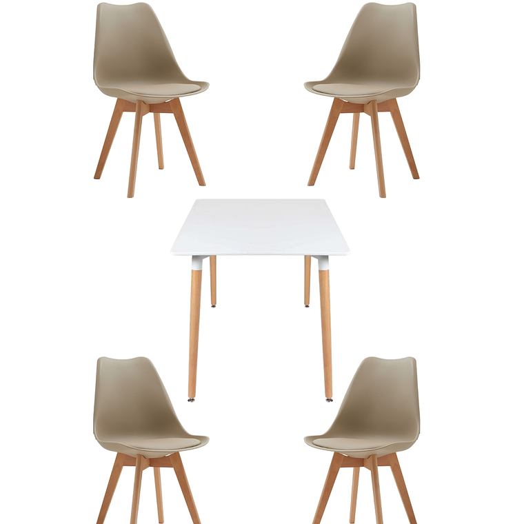 Comedor Mesa Cuadrada Melamina 80x80 cm + Sillas Tulip 12