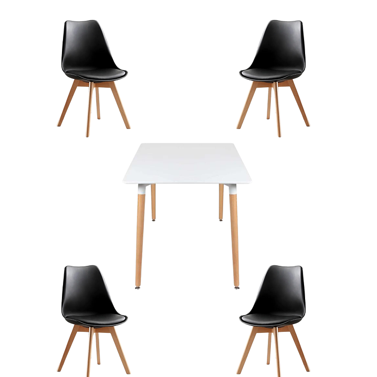 Comedor Mesa Cuadrada Melamina 80x80 cm + Sillas Tulip 13