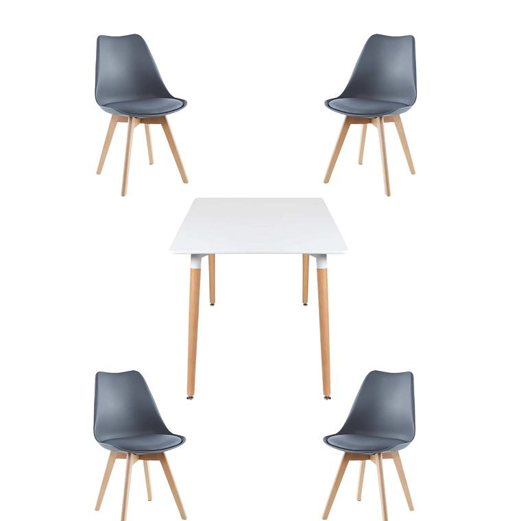 Comedor Mesa Cuadrada Melamina 80x80 cm + Sillas Tulip 14