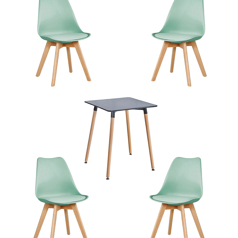 Comedor Mesa Cuadrada Melamina 80x80 cm + Sillas Tulip 16