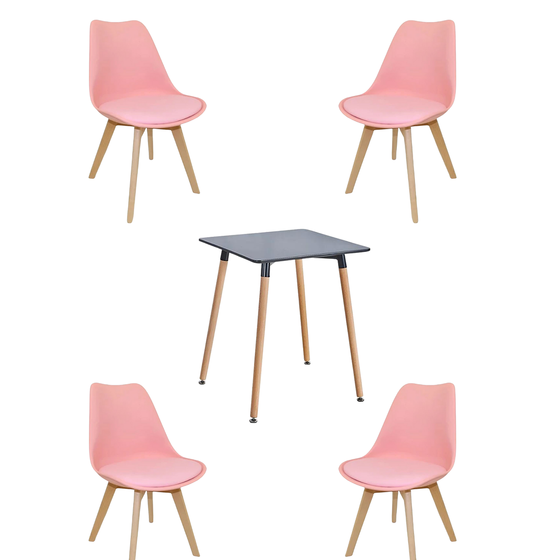 Comedor Mesa Cuadrada Melamina 80x80 cm + Sillas Tulip 17