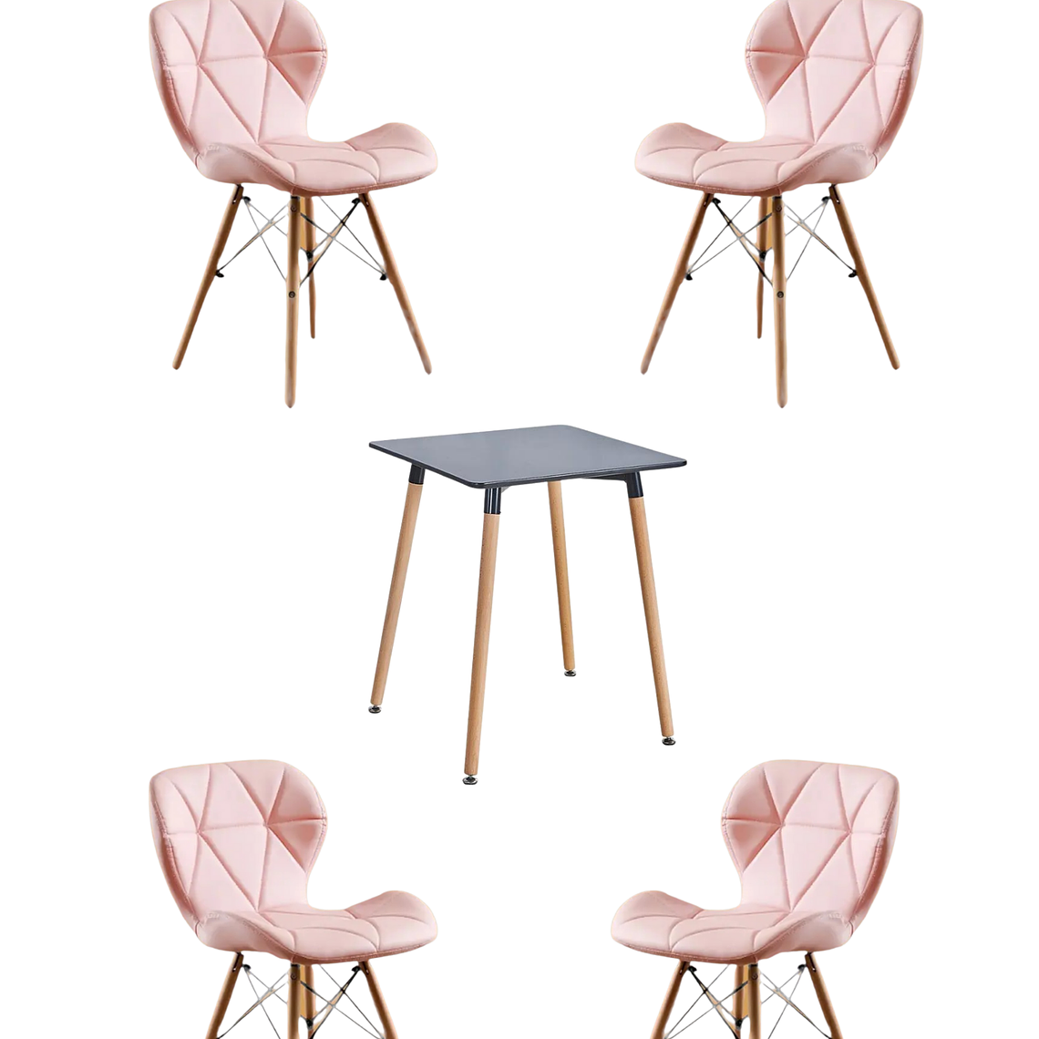 Comedor Mesa Cuadrada Melamina 80x80 cm + Sillas Radar 12