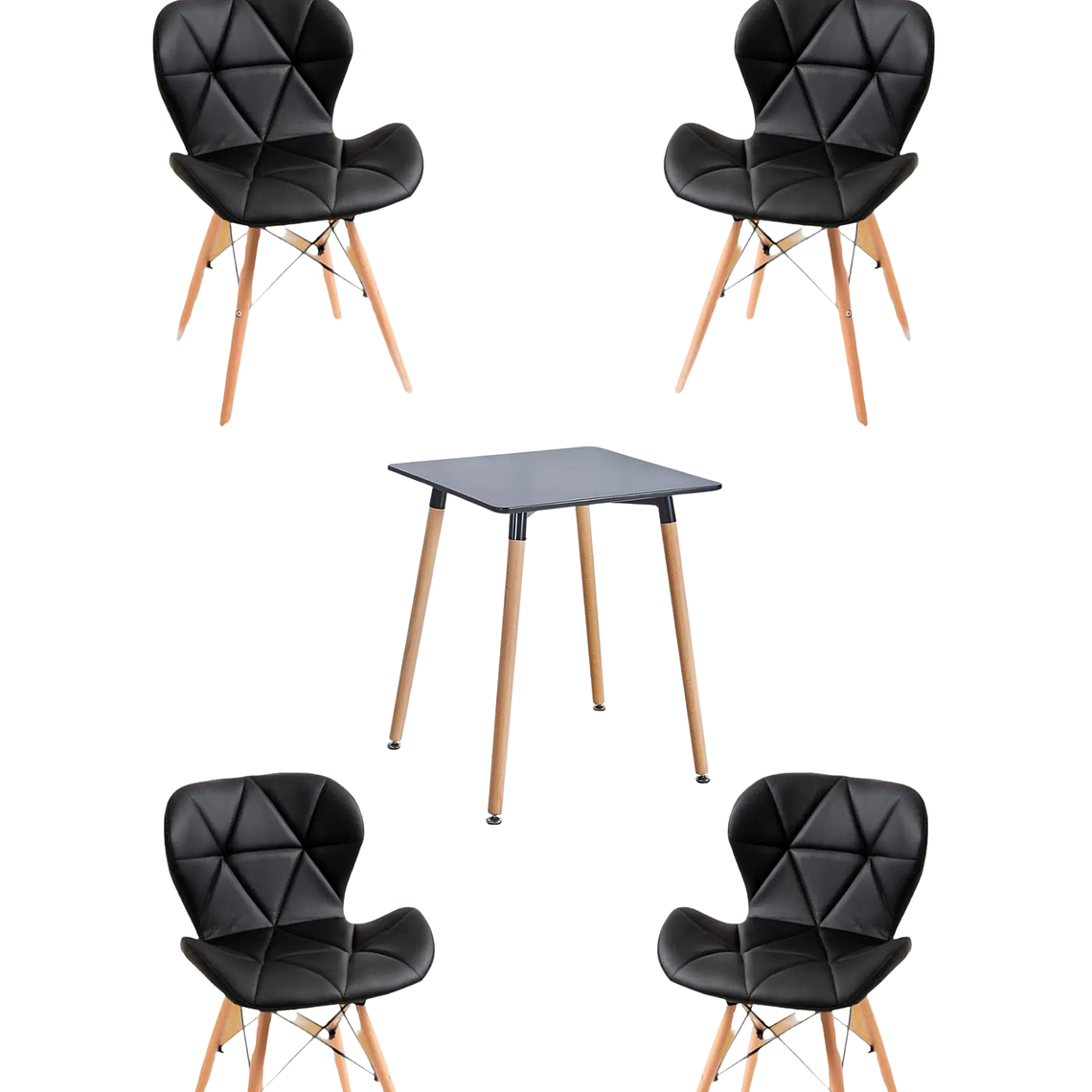 Comedor Mesa Cuadrada Melamina 80x80 cm + Sillas Radar 13