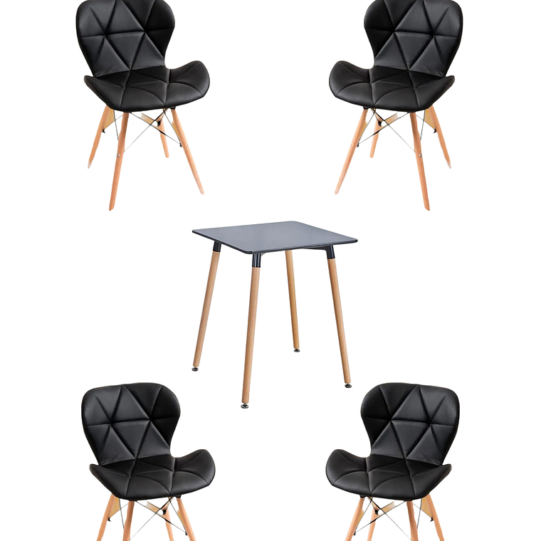 Comedor Mesa Cuadrada Melamina 80x80 cm + Sillas Radar 13