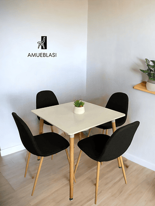 Comedor Mesa Cuadrada Melamina 80x80 cm + Sillas Scoop