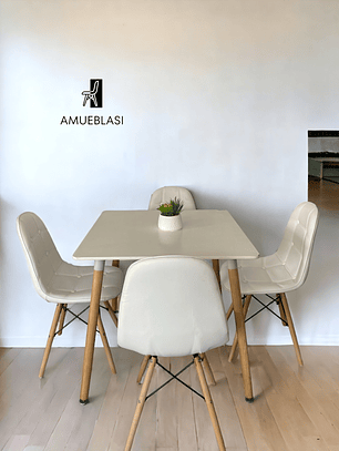 Comedor Mesa Cuadrada Melamina 80x80 cm + Sillas Buckle