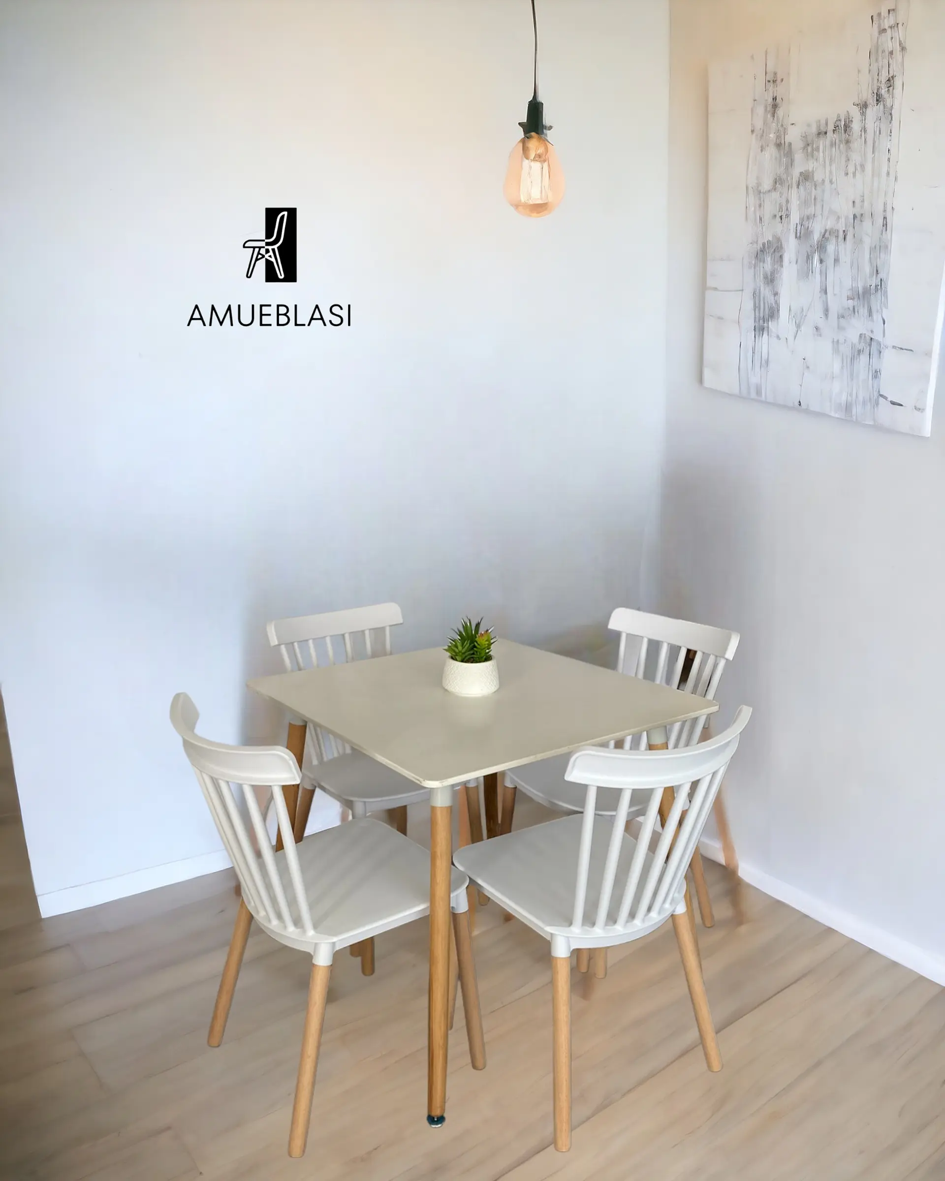 Comedor Cuadrado Melamina con Sillas Windsor 2