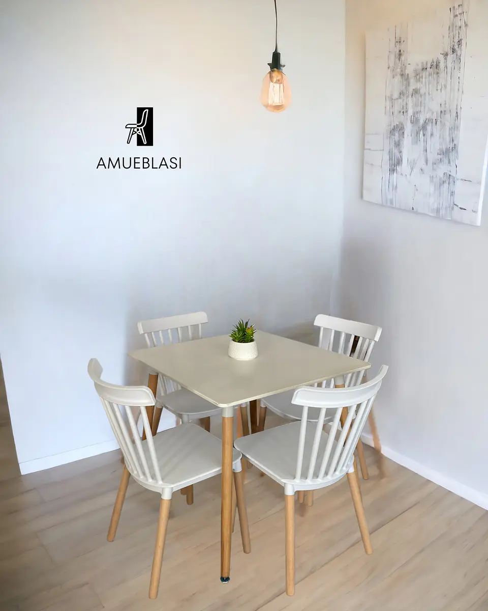 Comedor Cuadrado Melamina con Sillas Windsor 2