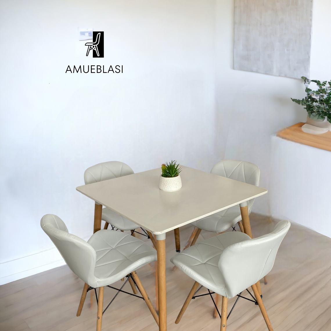 Comedor Mesa Cuadrada Melamina 80x80 cm + Sillas Radar 1