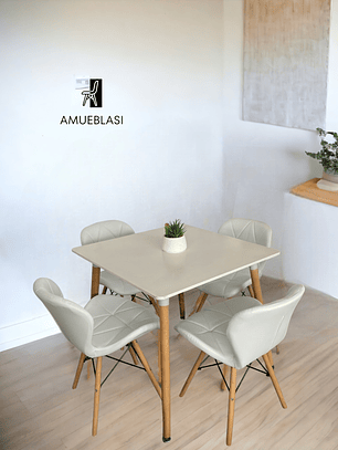 Comedor Mesa Cuadrada Melamina 80x80 cm + Sillas Radar