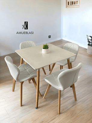 Comedor Mesa Cuadrada Melamina 80x80 cm + Sillas Radar Fiori