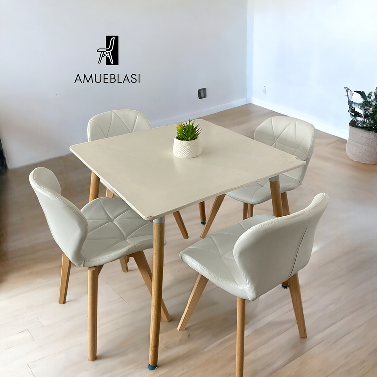 Comedor Mesa Cuadrada Melamina 80x80 cm + Sillas Radar Fiori 1