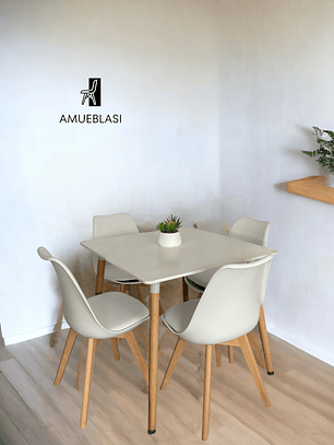 Comedor Mesa Cuadrada Melamina 80x80 cm + Sillas Tulip