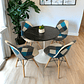 Comedor Mesa Redonda Tulip Cuarzo Negra +  Sillas Patchwork - Miniatura 2