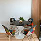 Comedor Mesa Redonda Tulip Cuarzo Negra +  Sillas Patchwork - Miniatura 1