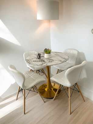 Comedor Mesa Tulip Golden + Sillas Radar