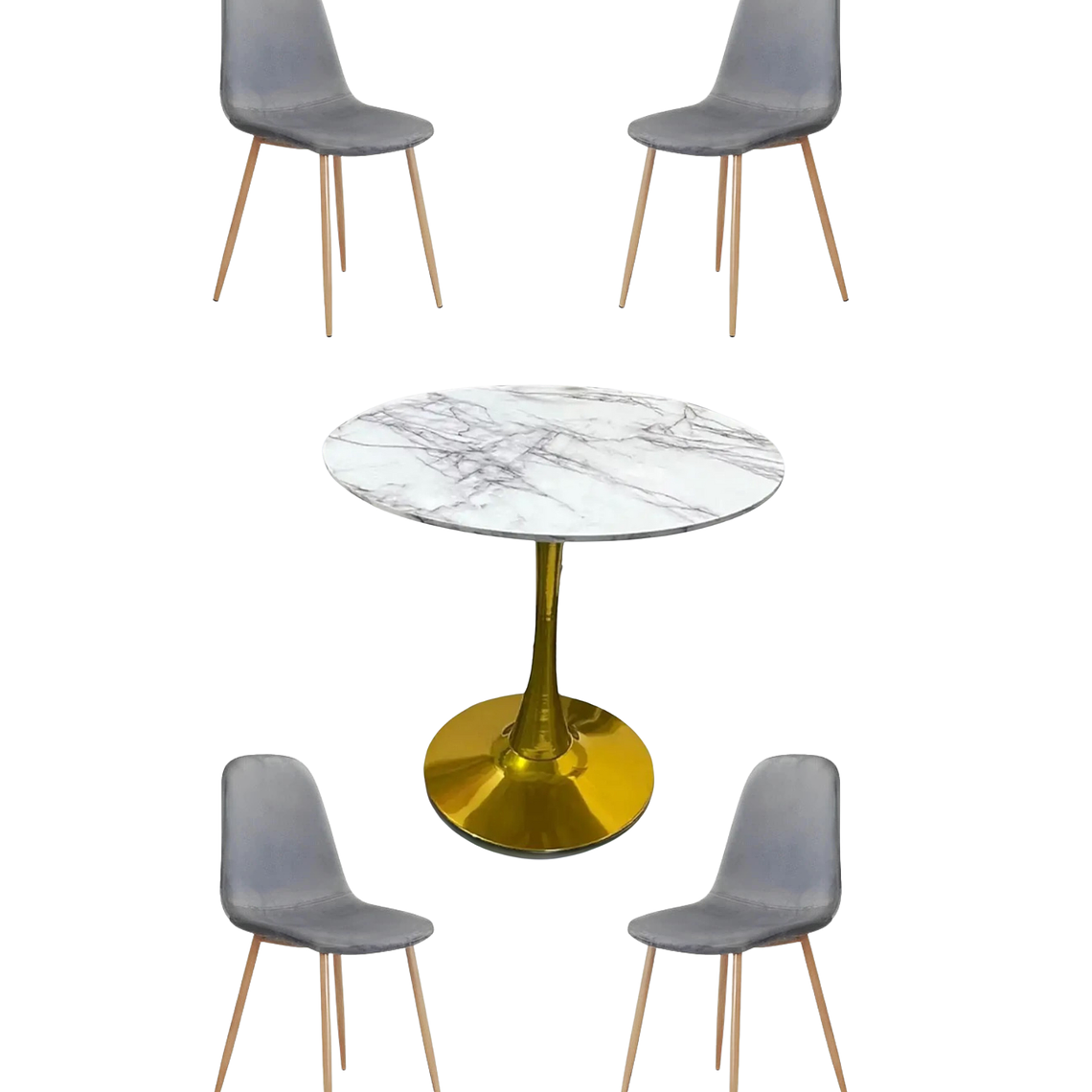 Comedor Mesa Tulip Golden + Sillas Scoop 4