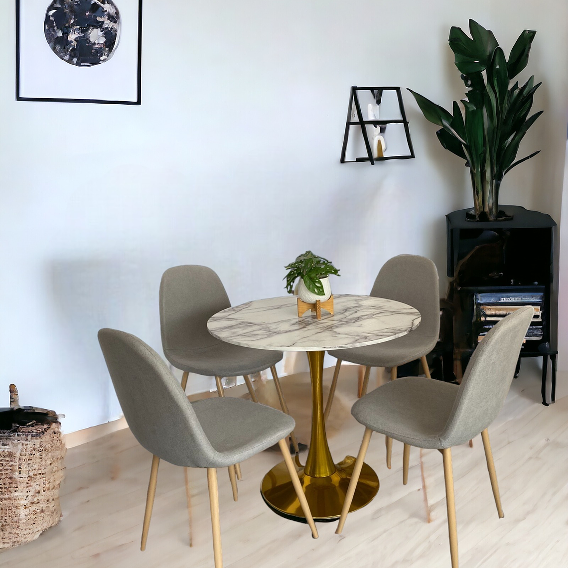 Comedor Mesa Tulip Golden + Sillas Scoop 1