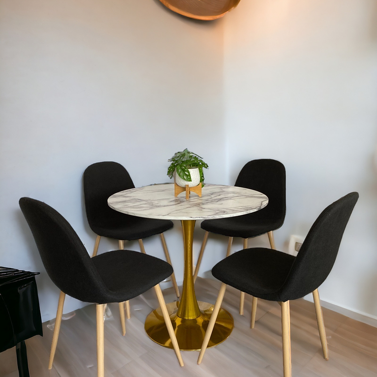 Comedor Mesa Tulip Golden + Sillas Scoop 2