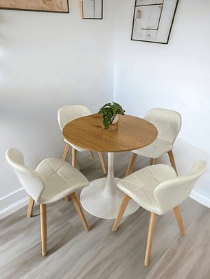 Comedor Mesa Redonda Tulip Madera + Sillas Radar Fiori