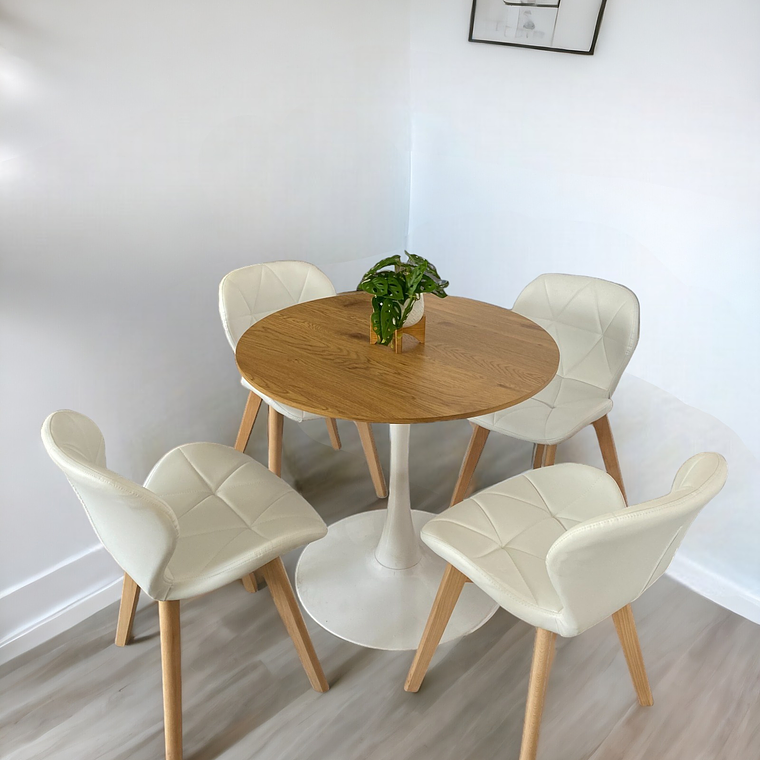 Comedor Mesa Redonda Tulip Madera + Sillas Radar Fiori 1