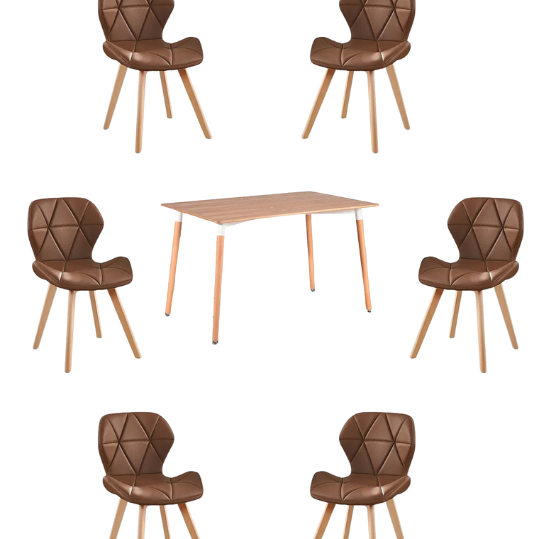 Comedor Mesa Rectangular Melamina 120x80 cm + Sillas Radar Fiori 4