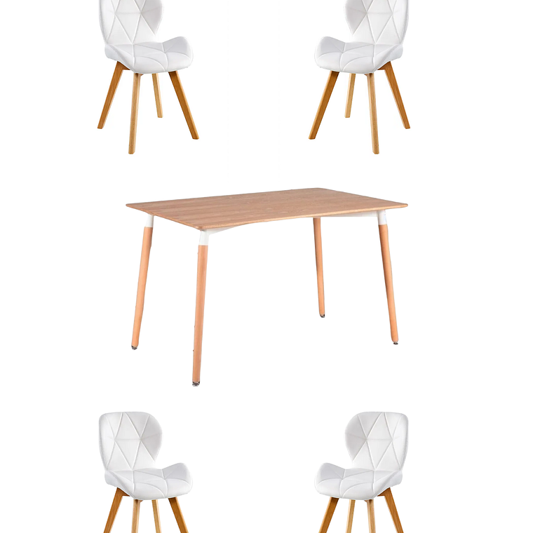 Comedor Mesa Rectangular Melamina 120x80 cm + Sillas Radar Fiori 5